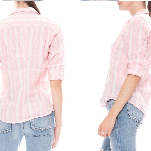 NWOT - FRANK & EILEEN Barry striped linen shirt - Picture 5 of 7